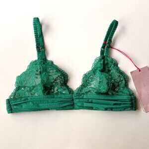 STELLA McCARTNEY Meg Alluring Green Lace Bralette Soft Cup Bra SMALL S21-265